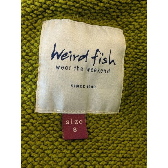 Weird Fish Womens Size 8 Textured Full Zip Beige Knit Jacket Minimalist Staple - Picture 7 of 7